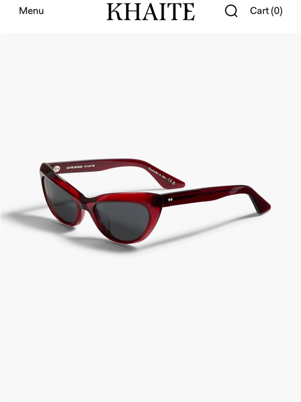 KHAITE x Oliver Peoples Burgundy Cat-Eye Sunglasses